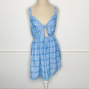 Altar'd State Blue Keyhole Blue Printed Sun Dress